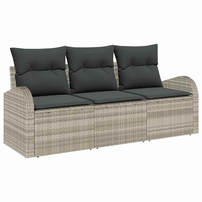 Set Divano da Giardino 3 pz-Sofa da Giardino-Divanetto da esterno Grigio chiaro Poly Rattan 332999