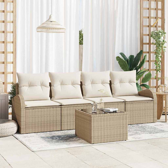 Set da giardino  di 5 pezzi con cuscini beige in rattan polietilene 3354580