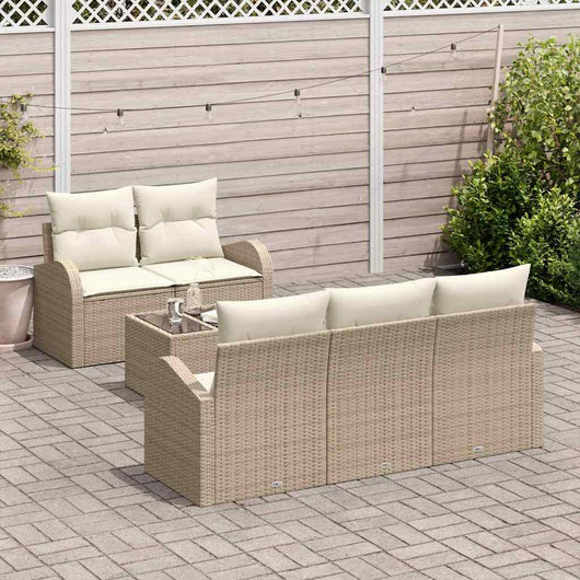 Set Divano da Giardino 6 pcs Beige e Crema 55 x 55 x 37 cm 3354590