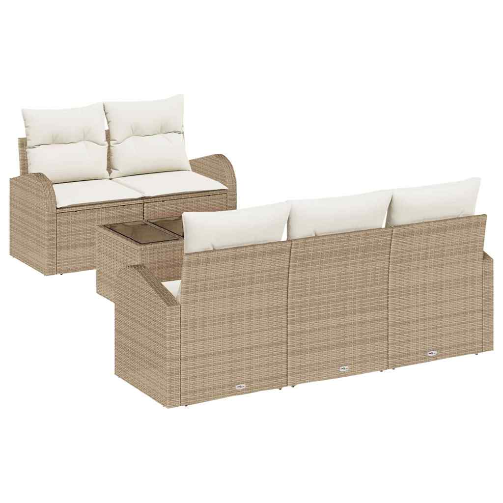 Set Divano da Giardino 6 pcs Beige e Crema 55 x 55 x 37 cm 3354590