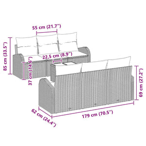 Set di divani da giardino 7 pezzi con cuscini beige in polirattan. 3354600