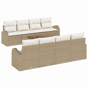 Set Giardino 9 Pezzi con Cuscini Beige in Rattan 3354640