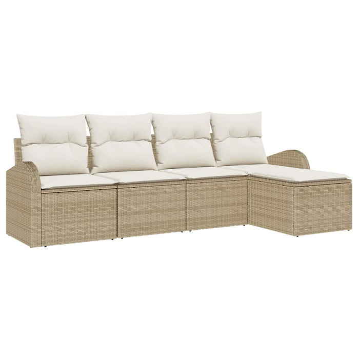 Set Divano Da Giardino  Con Cuscini Beige Polyrattan 5 Pezzi 3354670