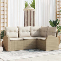 Set Divano da Giardino a 4 Pezzi con Cuscini Beige in Rattan Sintetico 3354690