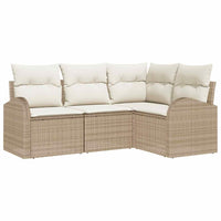 Set Divano da Giardino a 4 Pezzi con Cuscini Beige in Rattan Sintetico 3354690