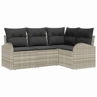 Set Divano da Giardino 4 pz-Sofa da Giardino-Divanetto da esterno Grigio chiaro polyrattan 446914