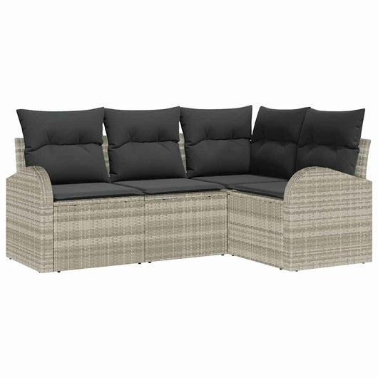 Set Divano da Giardino 4 pz-Sofa da Giardino-Divanetto da esterno Grigio chiaro polyrattan 446914