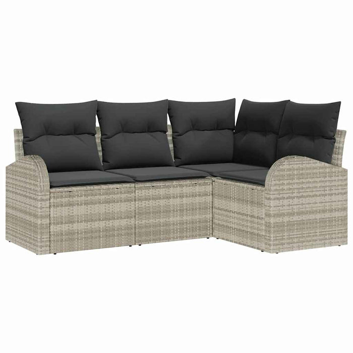 Set Divano da Giardino 4 pz-Sofa da Giardino-Divanetto da esterno Grigio chiaro polyrattan 446914