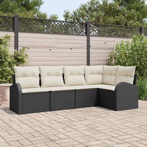 Set di Divani da Giardino  da 5 Pezzi con Cuscini Nero in Polyrattan 3354706