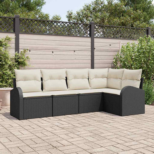 Set di Divani da Giardino  da 5 Pezzi con Cuscini Nero in Polyrattan 3354706