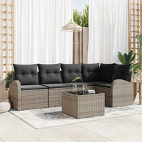 Set di Sofà da Giardino a 5 Pezzi con Cuscini Rattan Polyrattan Nero 3354718