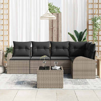 Set di Sofà da Giardino a 5 Pezzi con Cuscini Rattan Polyrattan Nero 3354718