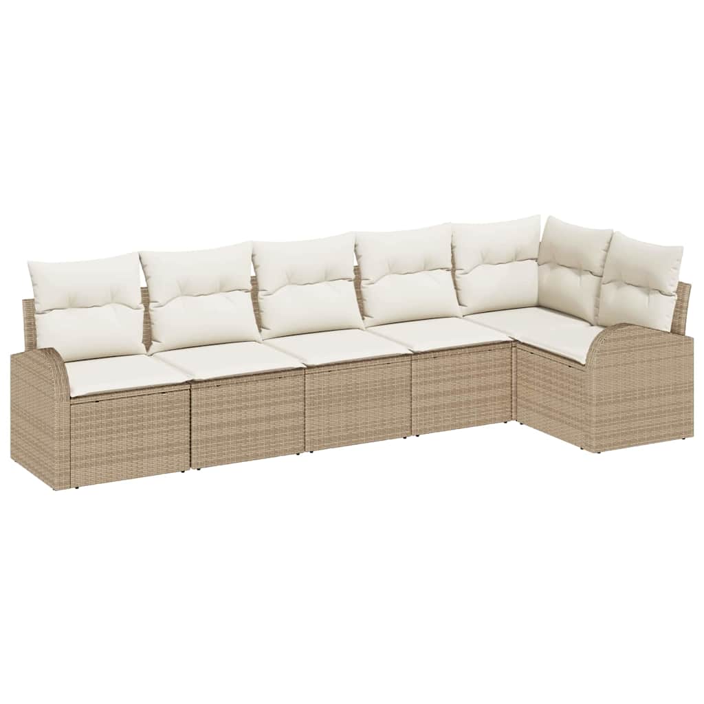 Set di divani da giardino a 6 pezzi con cuscini in rattan poliestere beige 3354730