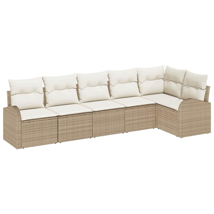 Set di divani da giardino a 6 pezzi con cuscini in rattan poliestere beige 3354730