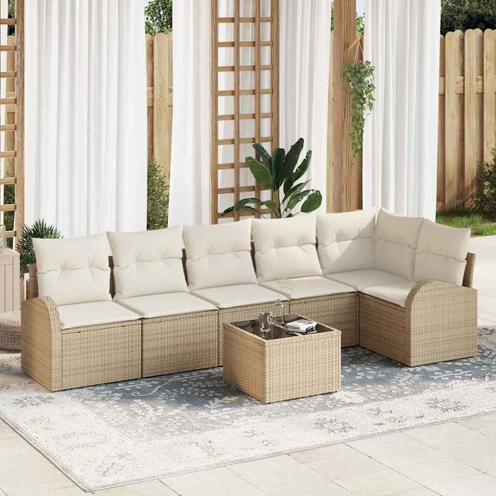 Set Divano da Giardino  a 7 Pezzi con Cuscini Rattan Polyrattan Marrone 3354740