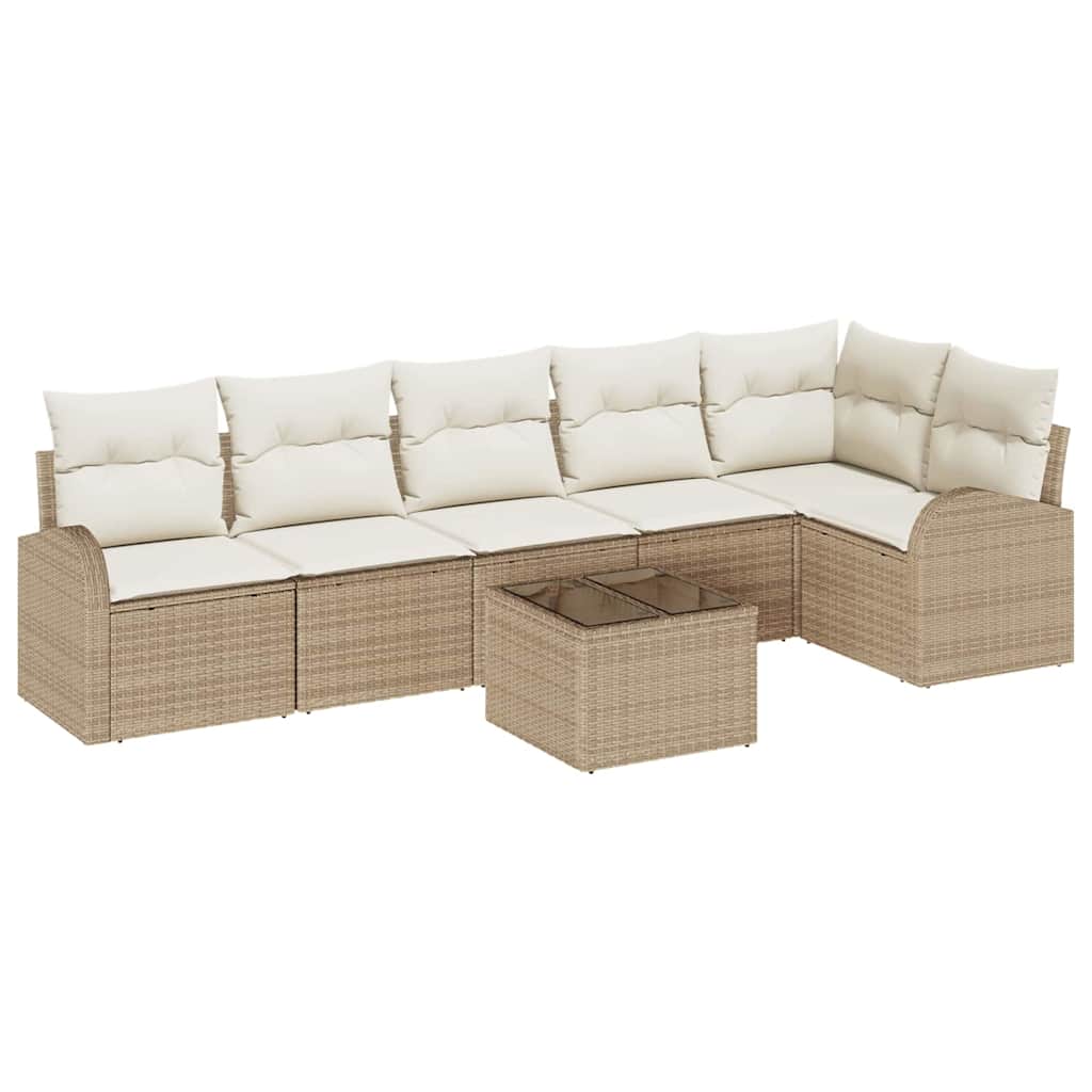 Set Divano da Giardino  a 7 Pezzi con Cuscini Rattan Polyrattan Marrone 3354740