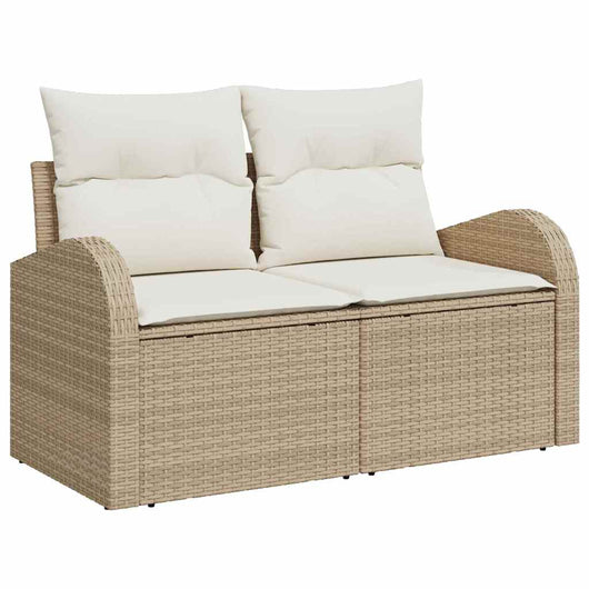 Set di Sofà da Giardino  8 Pezzi con Cuscini Beige Rattan Poliestere 3354760