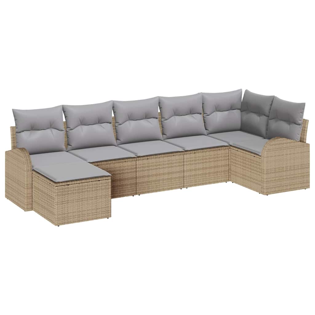 vidaXL Set Divano da Giardino 7 pcs Beige Poly Rattan