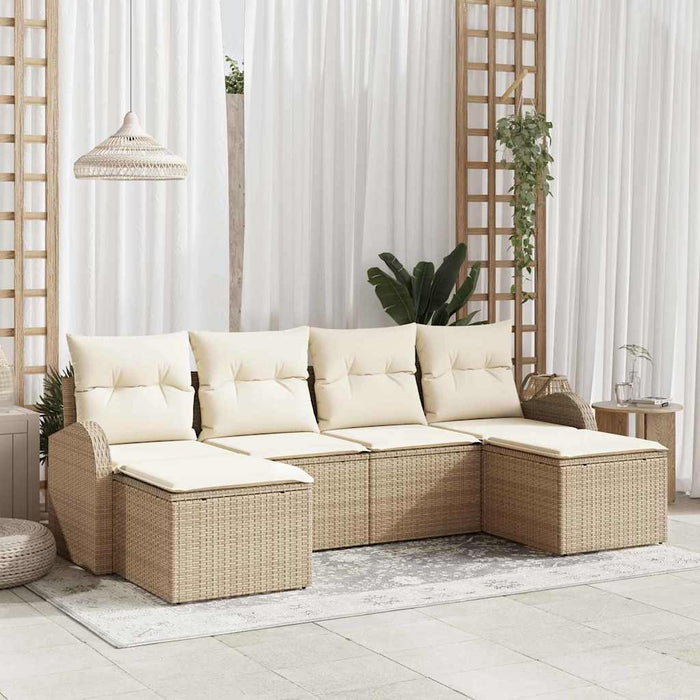 Set divano giardino  6 pezzi con cuscini beige polyrattan 3354820