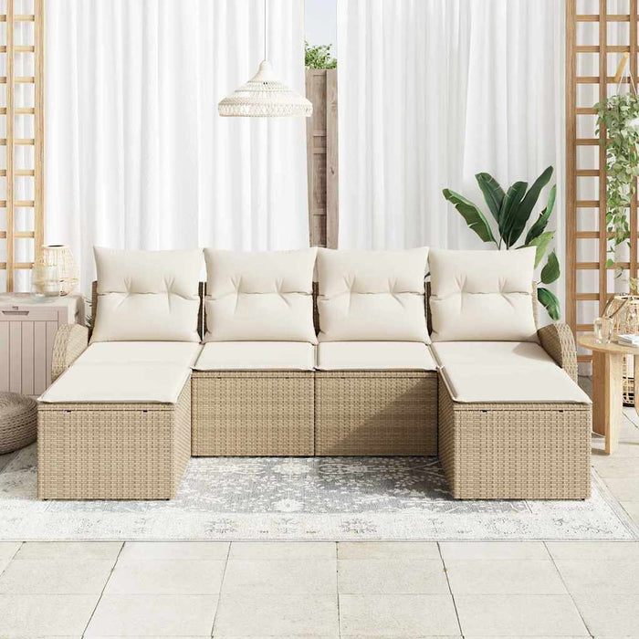 Set divano giardino  6 pezzi con cuscini beige polyrattan 3354820