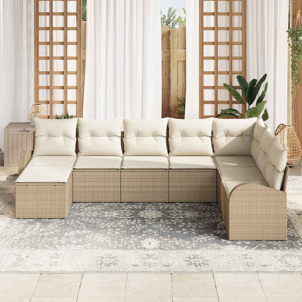 Set di divani da giardino 8 pezzi con cuscini beige polyrattan 3354830