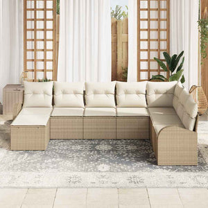 Set di divani da giardino 8 pezzi con cuscini beige polyrattan 3354830