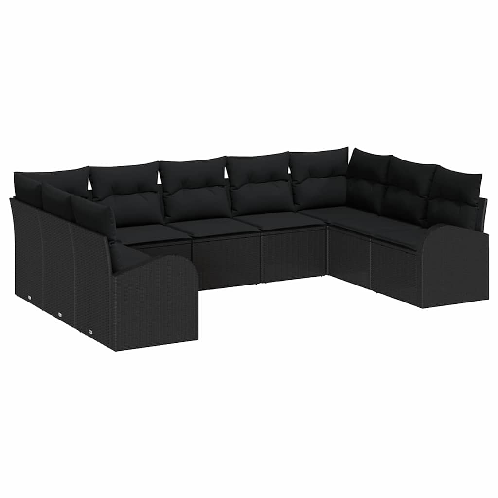 Set sofá giardino 9 pezzi con cuscini in rattan nero 3354872