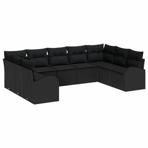 Set sofá giardino 9 pezzi con cuscini in rattan nero 3354872