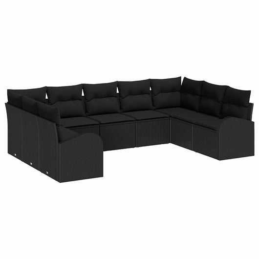 Set sofá giardino 9 pezzi con cuscini in rattan nero 3354872