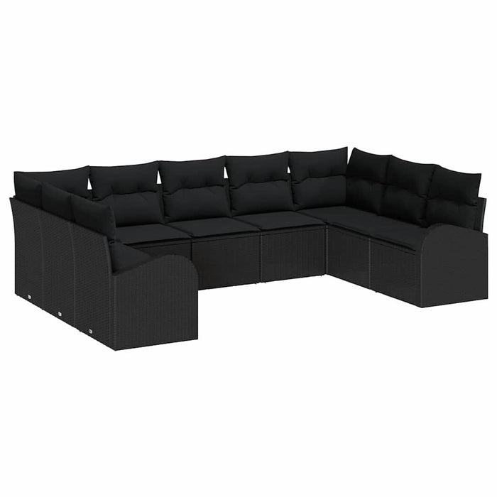 Set sofá giardino 9 pezzi con cuscini in rattan nero 3354872