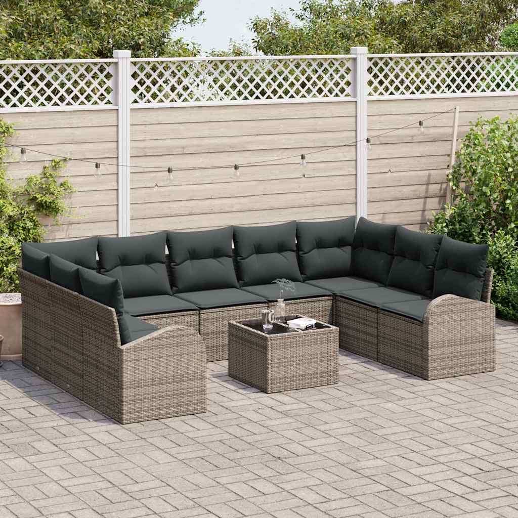 Set di divani da giardino 9 pezzi con cuscini in polyrattan nero 3354878