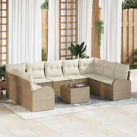 Set Divano da Giardino 10 Pezzi con Cuscini Rattan Sintetico Marrone 3354880