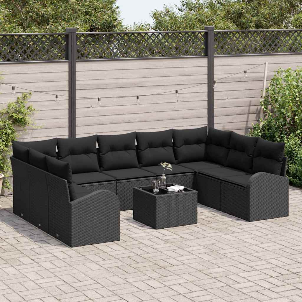Set Divano da Giardino da 10 Pezzi con Cuscini Beige Polyrattan 3354882