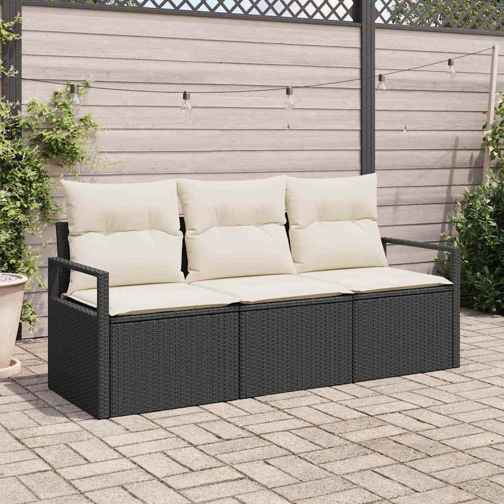 Set Divano da Giardino 3 pz-Sofa da Giardino-Divanetto da esterno Nero e Bianco polyrattan 166388