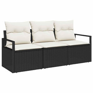 Set Divano da Giardino 3 pz-Sofa da Giardino-Divanetto da esterno Nero e Bianco polyrattan 166388