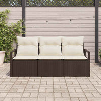 Set Divano da Giardino 3 pz-Sofa da Giardino-Divanetto da esterno Marrone e bianco polyrattan 362647