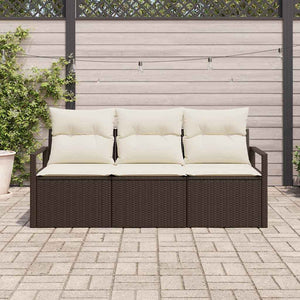 Set Divano da Giardino 3 pz-Sofa da Giardino-Divanetto da esterno Marrone e bianco polyrattan 362647