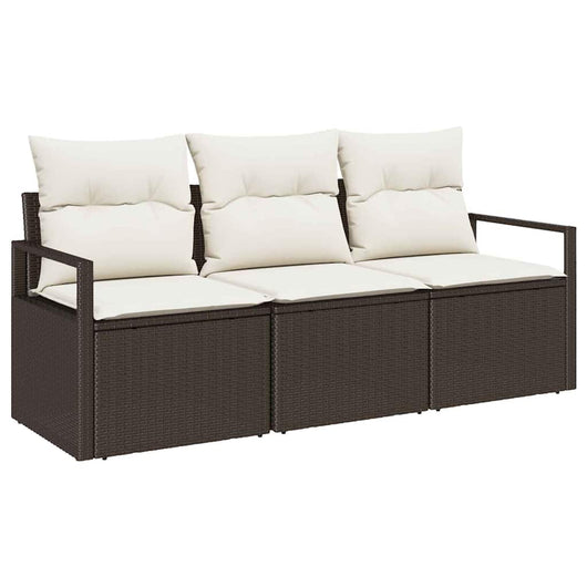 Set Divano da Giardino 3 pz-Sofa da Giardino-Divanetto da esterno Marrone e bianco polyrattan 362647
