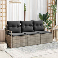 Set Divano da Giardino con cuscino 3 pz-Sofa da Giardino-Divanetto da esterno Grigio polyrattan 431337