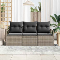 Set Divano da Giardino con cuscino 3 pz-Sofa da Giardino-Divanetto da esterno Grigio polyrattan 431337