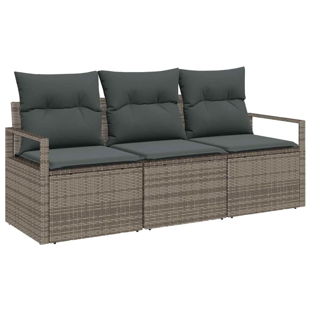 Set Divano da Giardino con cuscino 3 pz-Sofa da Giardino-Divanetto da esterno Grigio polyrattan 431337