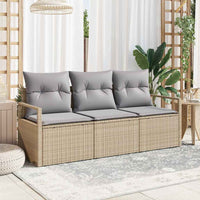 Set Divano da Giardino 3 pz-Sofa da Giardino-Divanetto da esterno Beige e Grigio Chiaro polyrattan 441199
