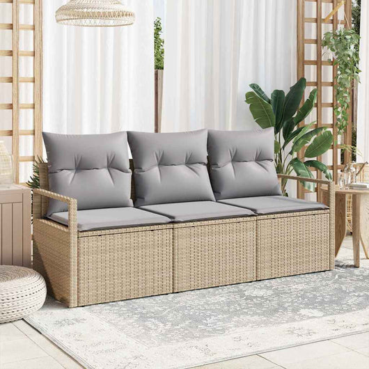 Set Divano da Giardino 3 pz-Sofa da Giardino-Divanetto da esterno Beige e Grigio Chiaro polyrattan 441199