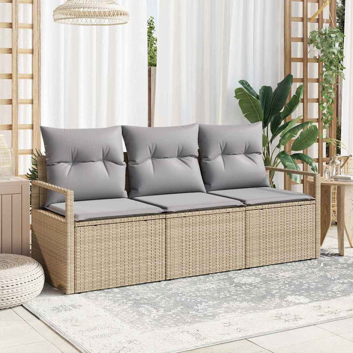 Set Divano da Giardino 3 pz-Sofa da Giardino-Divanetto da esterno Beige e Grigio Chiaro polyrattan 441199