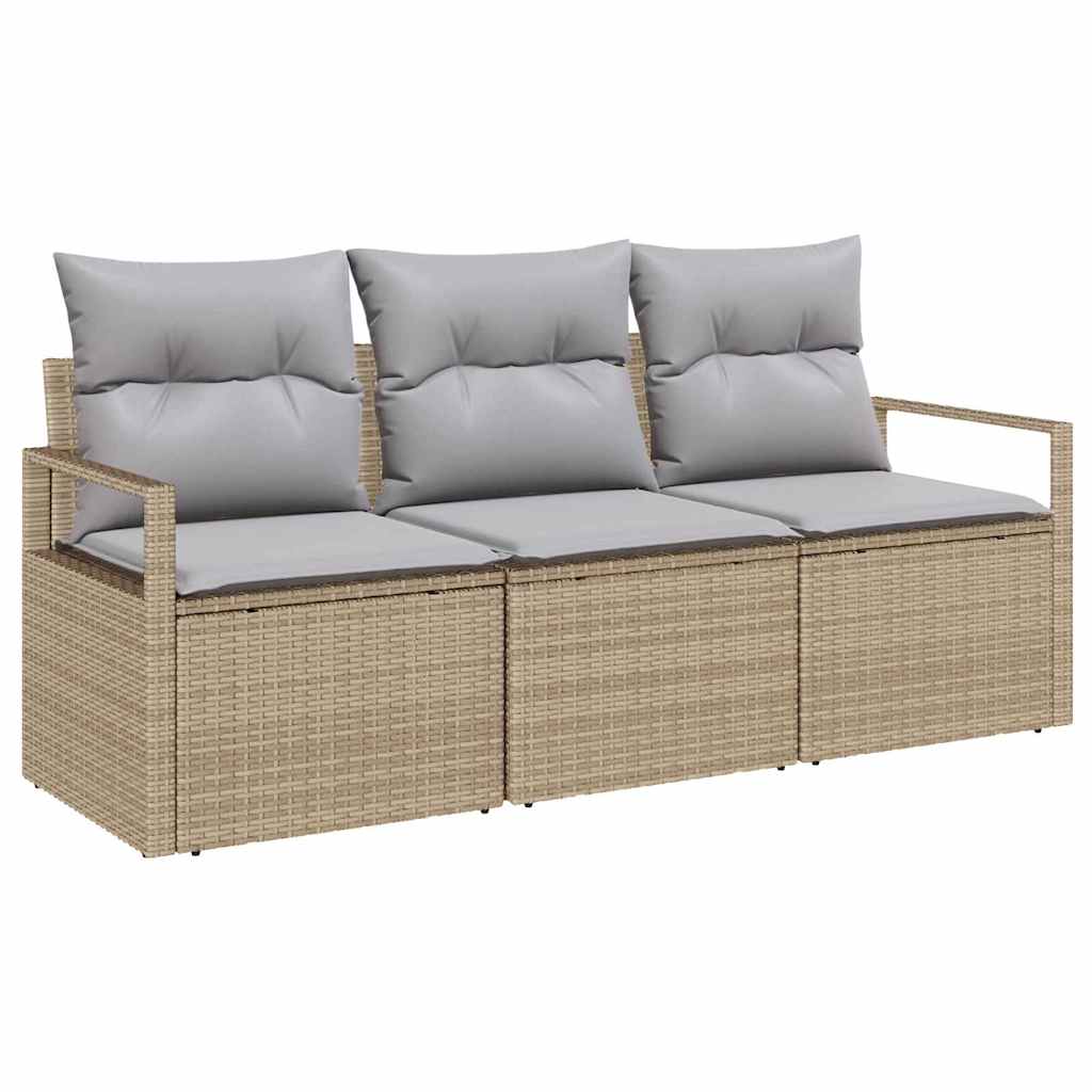 Set Divano da Giardino 3 pz-Sofa da Giardino-Divanetto da esterno Beige e Grigio Chiaro polyrattan 441199