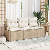 Set Divano da Giardino con cuscino 3 pz-Sofa da Giardino-Divanetto da esterno Beige e Crema