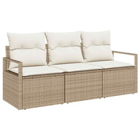 Set Divano da Giardino con cuscino 3 pz-Sofa da Giardino-Divanetto da esterno Beige e Crema