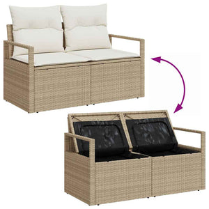 Set Divano da Giardino con cuscino 3 pz-Sofa da Giardino-Divanetto da esterno Beige e Crema
