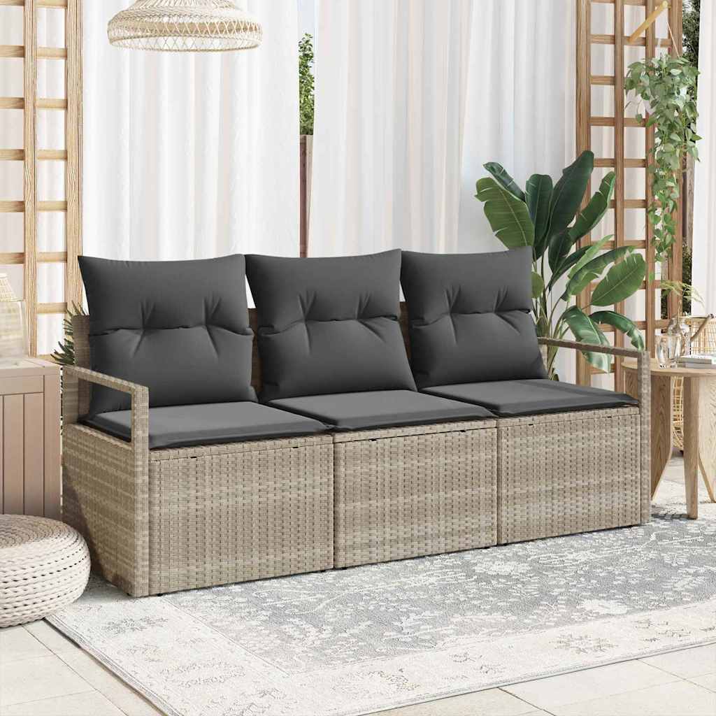 Set Divano da Giardino con cuscino 3 pz-Sofa da Giardino-Divanetto da esterno Grigio chiaro