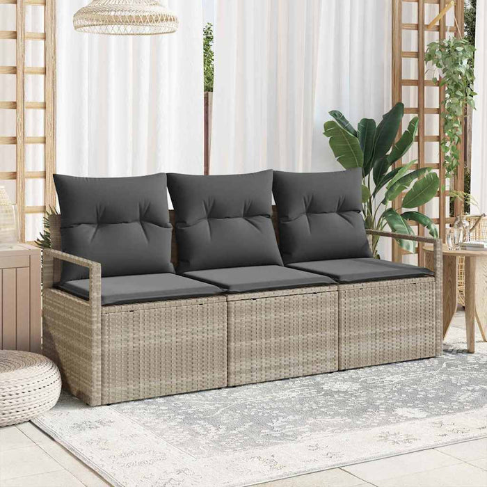 Set Divano da Giardino con cuscino 3 pz-Sofa da Giardino-Divanetto da esterno Grigio chiaro